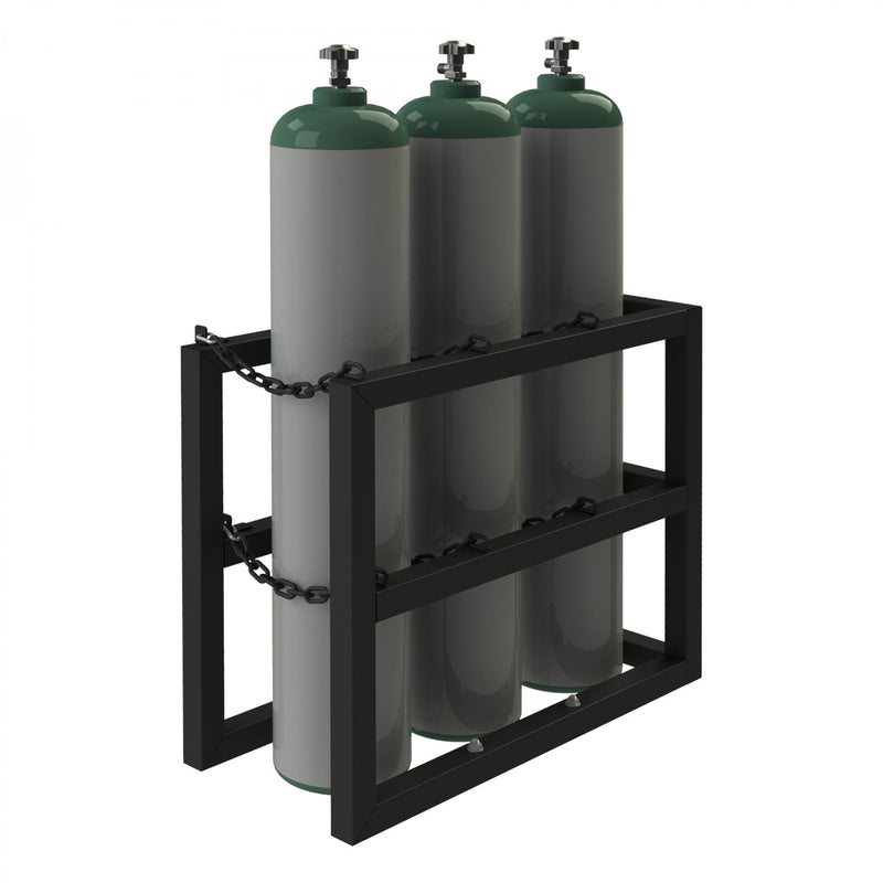 Durham Gas Cylinder Rack, 3 Vertical Cylinders Capacity, 16 X 36 X 30, Black