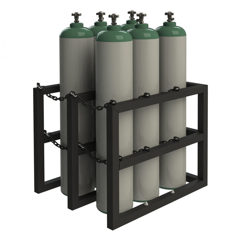 Durham Gas Cylinder Rack, 6 Vertical Cylinders Capacity, 30 X 36 X 30, Black