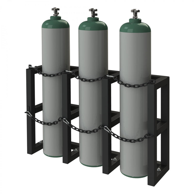 Durham Gas Cylinder Rack, 3 Vertical Cylinders Capacity, 44 X 12 X 30, Black