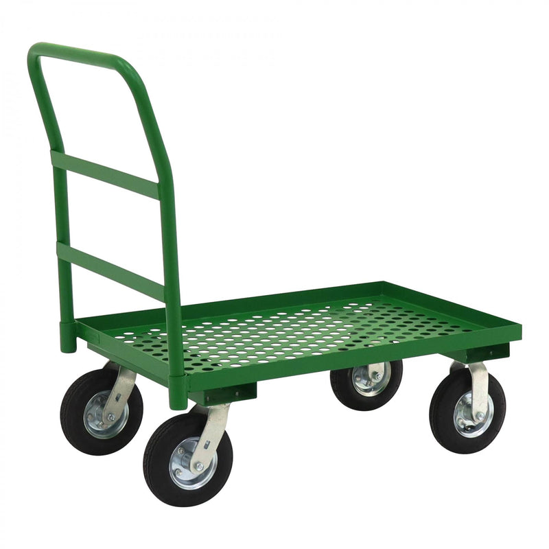 Durham Garden Truck With 8" x 3" Pneumatic Casters, (2) Rigid And (2) Swivel, Perforated Deck