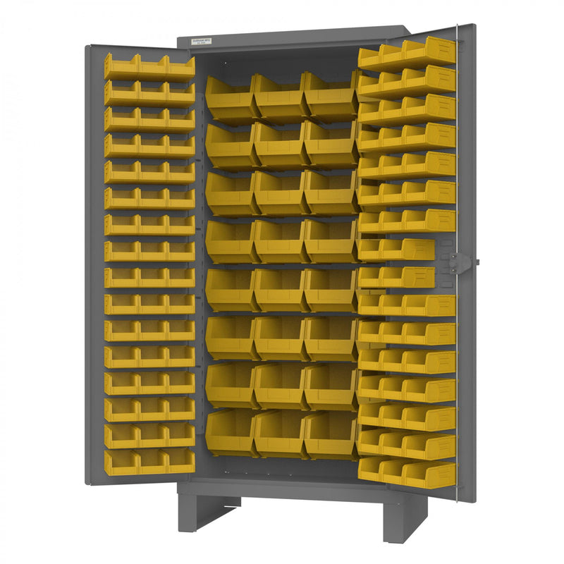 Durham Cabinet, 12 Gauge, 126 Yellow Bins, 36 x 24 x 78, Gray
