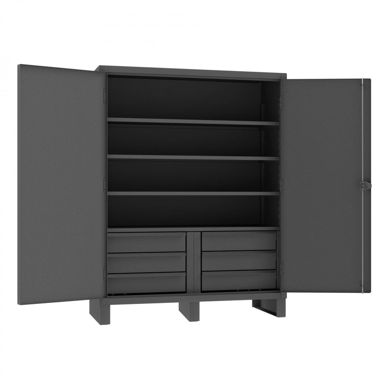 Durham Extra Heavy Duty Cabinet, 12 Gauge, 60 x 24 x 78, 4 Adjustable Shelves, Recessed Doors