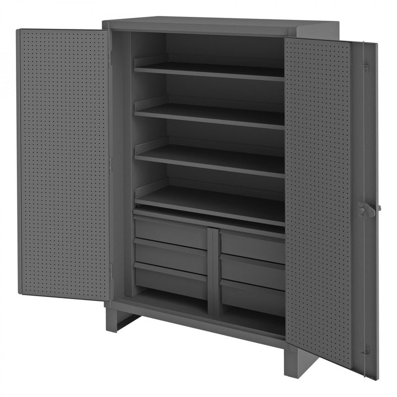 Durham Extra Heavy Duty Cabinet, 12 Gauge, 48 x 24 x 78, 4 Slide-Out Shelves, Gray