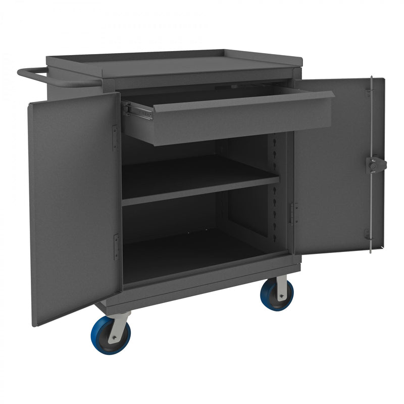 Durham Heavy Duty Mobile Bench Cabinet With 6" X 2" Polyurethane Casters, (2) Rigid And (2) Swivel