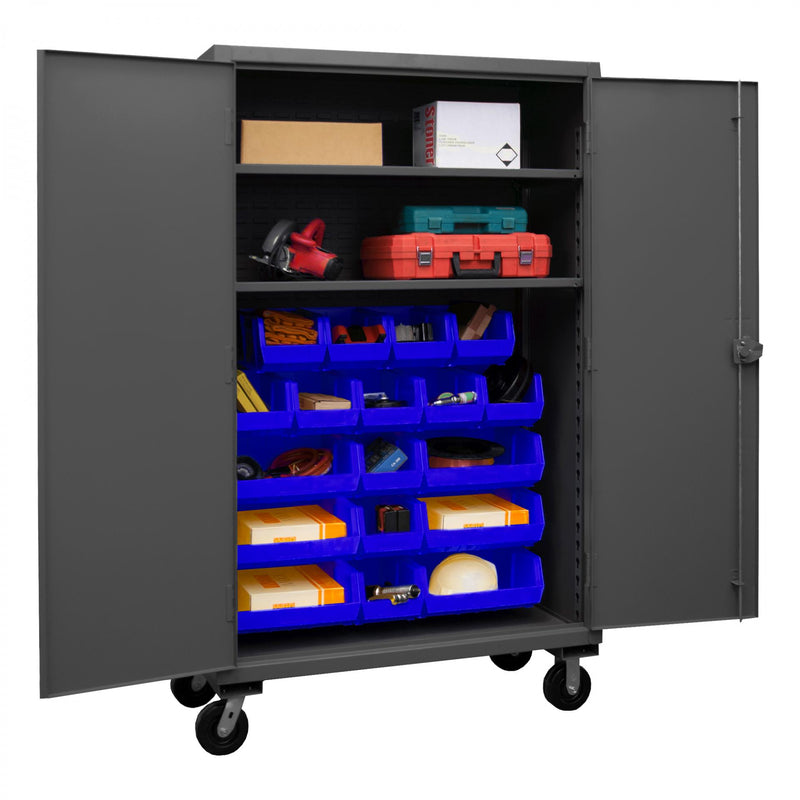 Durham Mobile Cabinet, 12 Gauge, 48 x 24 x 81, 2 Adjustable Shelves, Recessed Doors