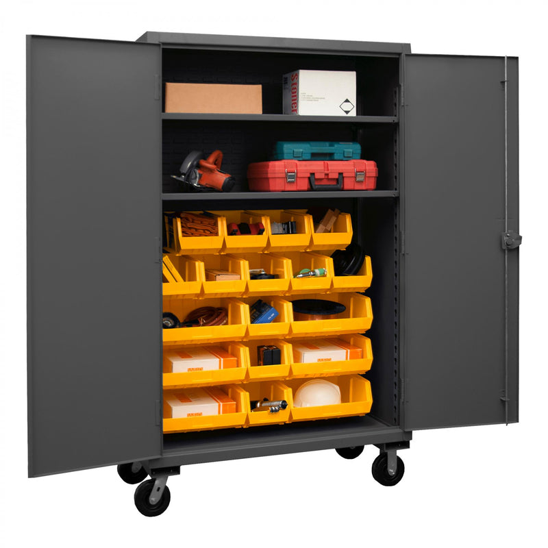 Durham Mobile Cabinet, 12 Gauge, 48 x 24 x 81, 2 Adjustable Shelves, Recessed Doors