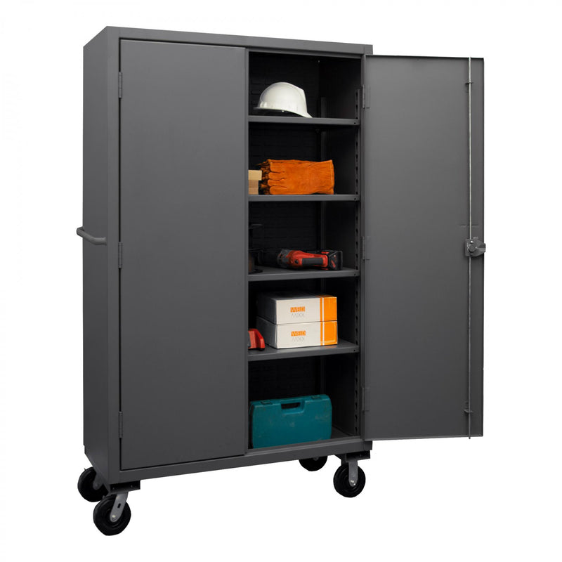 Durham Mobile Cabinet, 12 Gauge, 48 x 24 x 81, 4 Adjustable Shelves, Recessed Doors