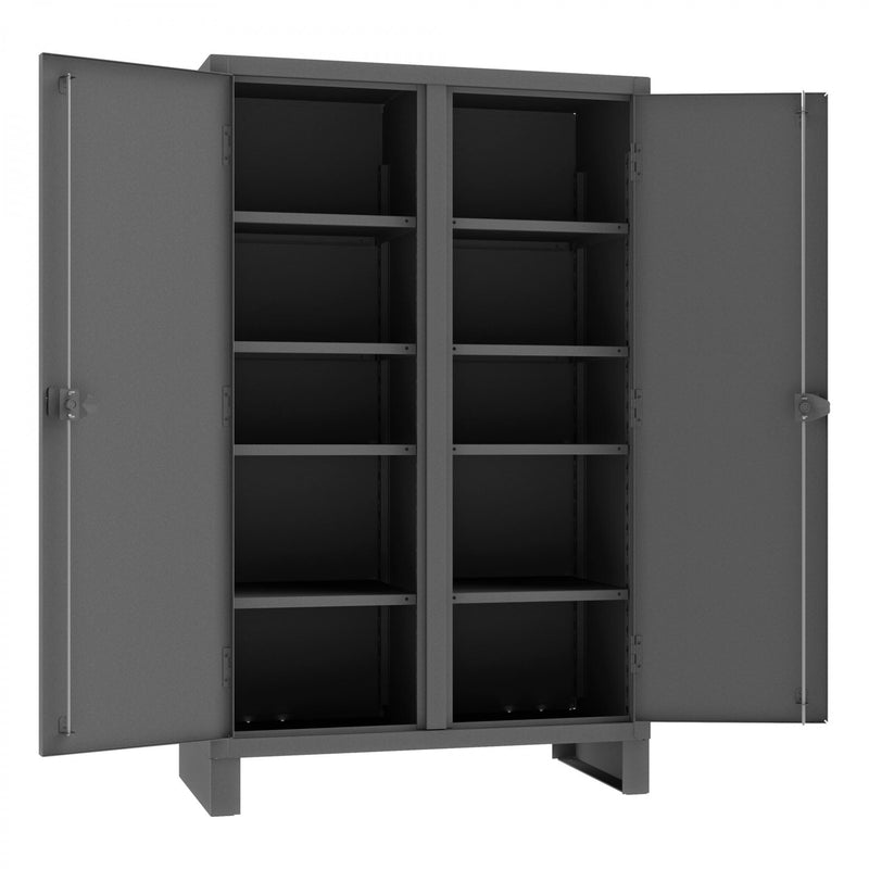 Durham Double Shift Cabinet, 12 Gauge, 48 x 24 x 78, Recessed Doors, Cast Iron Pad-lockable Handle