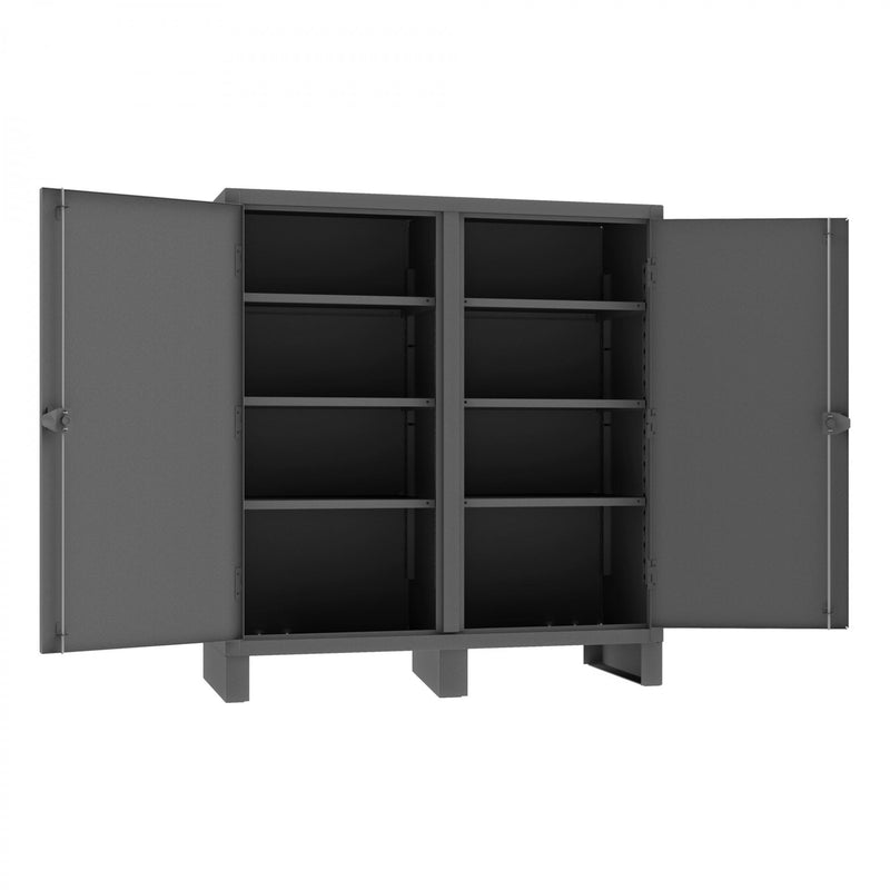 Durham Double Shift Cabinet, 12 Gauge, 60 x 24 x 66, 6 Adjustable Shelves, Recessed Doors