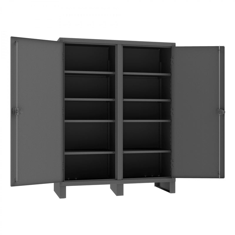 Durham Double Shift Cabinet, 12 Gauge, 60 x 24 x 78, 8 Adjustable Shelves, Recessed Doors