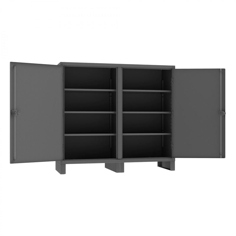 Durham Double Shift Cabinet, 12 Gauge, 72 x 24 x 66, 6 Adjustable Shelves, Recessed Doors