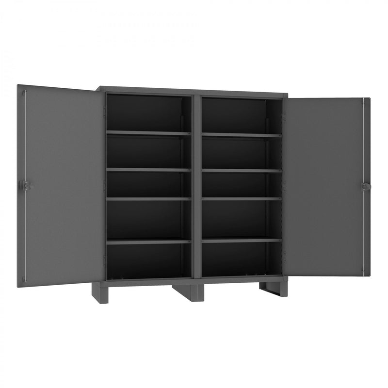 Durham Double Shift Cabinet, 12 Gauge, 72 x 24 x 78, 8 Adjustable Shelves, Recessed Doors