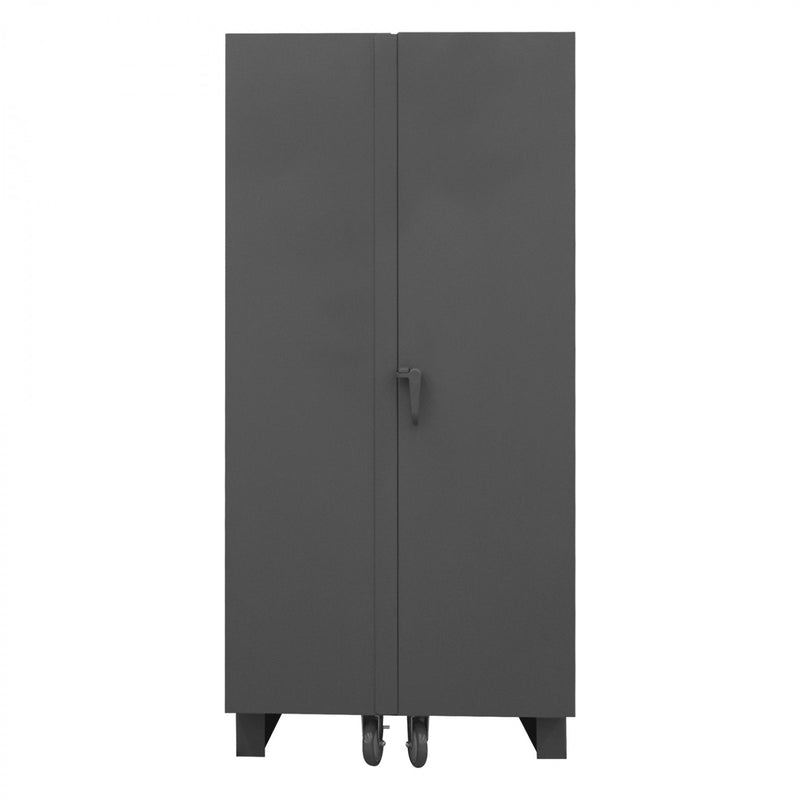 Durham Cabinet, 12 Gauge, 36 x 36 x 78, 4 Fixed Shelves, 12 Yellow Bins, Recessed Doors with Tilt Bins