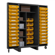 Durham Cabinet, 12 Gauge, 36 x 36 x 78, 4 Fixed Shelves, 12 Yellow Bins, Recessed Doors with Tilt Bins