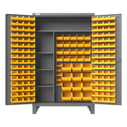 Durham Maintenance Cabinet, 12 Gauge, 4 Shelves, 165 Yellow Bins, 48 x 24 x 78