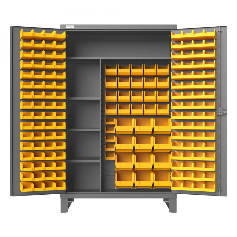 Durham Maintenance Cabinet, 12 Gauge, 4 Shelves, 165 Yellow Bins, 48 x 24 x 78
