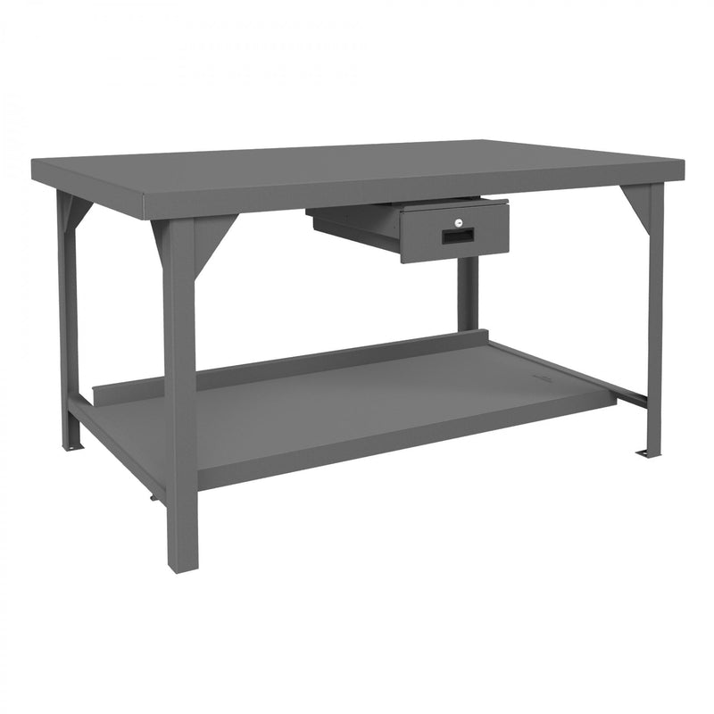 Durham Extra Heavy Duty Workbench, 60 x 36, 3/16" Steel Top with Angle Iron Frame