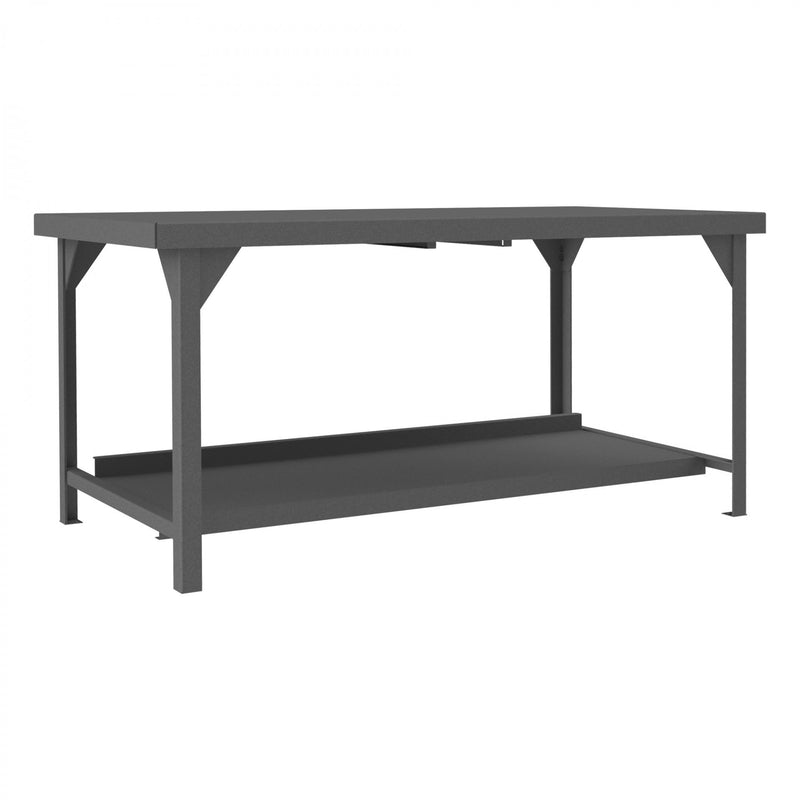 Durham Extra Heavy Duty Workbench, 72 x 36, 3/16" Steel Top with Angle Iron Frame
