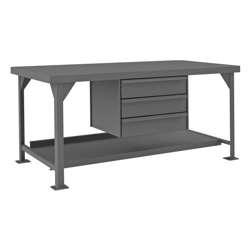 Durham Extra Heavy Duty Workbench, 72 x 36, 3/16" Steel Top with Angle Iron Frame