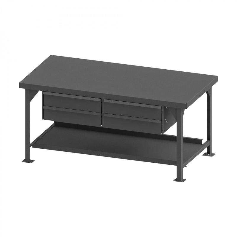 Durham Extra Heavy Duty Workbench, 72 x 36, 3/16" Steel Top with Angle Iron Frame