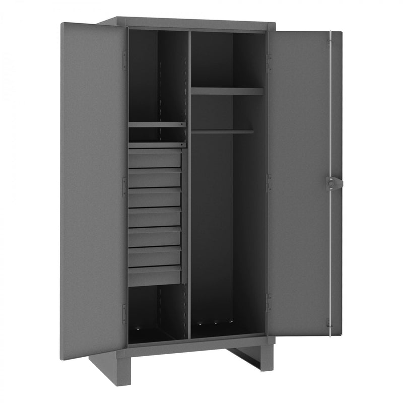 Durham Wardrobe Cabinet, 12 Gauge, 36 x 24 x 78, 1 Fixed Shelf, 2 Adjustable Shelves, Hanger Bar