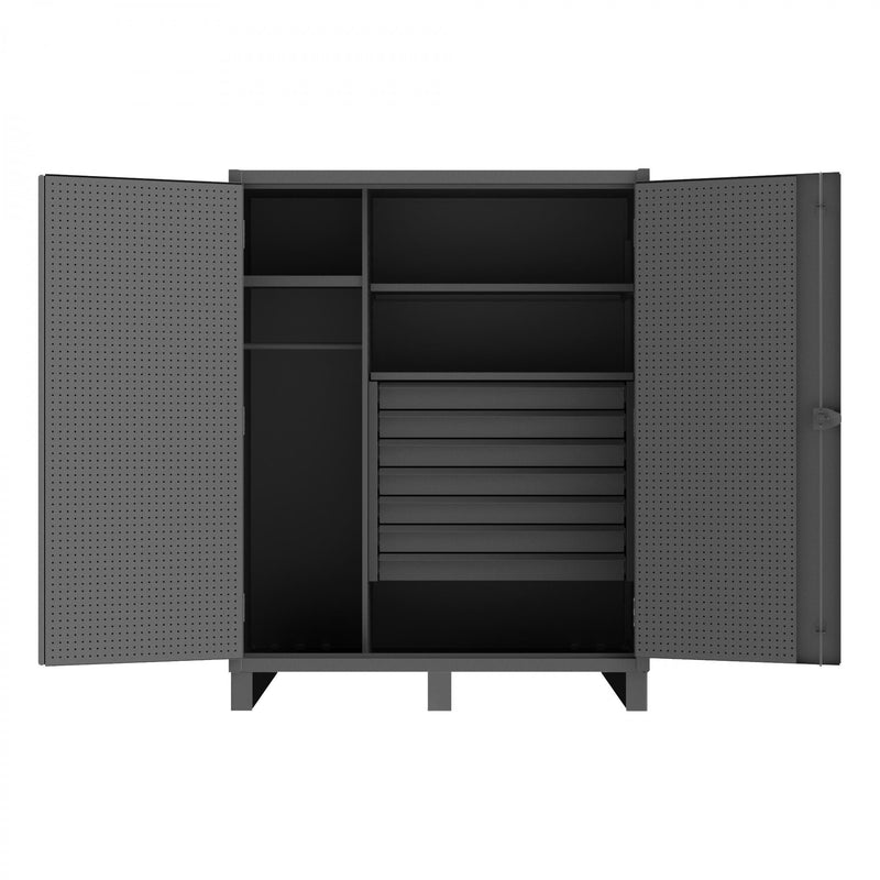 Durham Wardrobe Cabinet, 12 Gauge, 60 x 24 x 78, 1 Fixed Shelf, 2 Adjustable Shelves, Hanger Bar