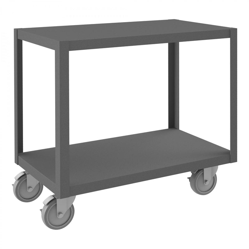 Durham High Deck Mobile Table, 12 Gauge Steel, 2 Shelves, 18 x 32, 1200 lbs. Capacity