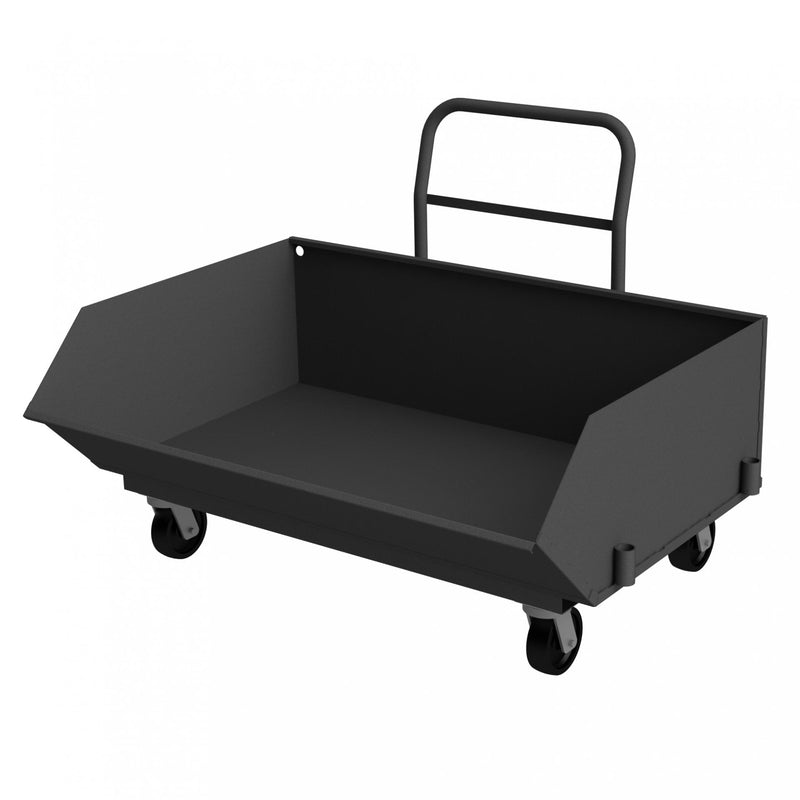 Durham Hopper Truck With (4) Swivel 6" x 2" Phenolic Casters And Removable Tubular Push Handle, Gray