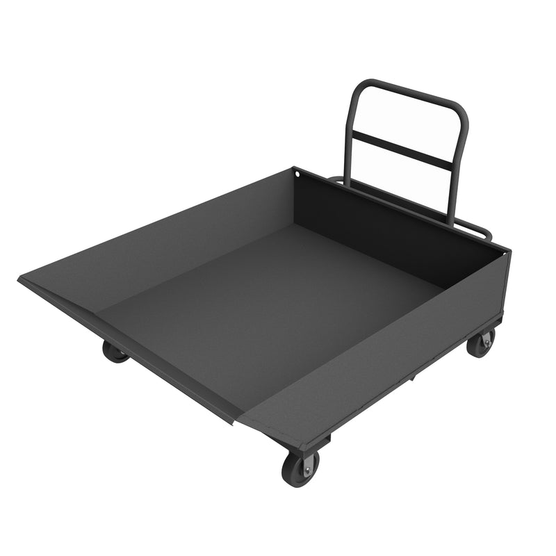 Durham Hopper Truck With (4) Swivel 6" x 2" Phenolic Casters And Removable Tubular Push Handle, Gray
