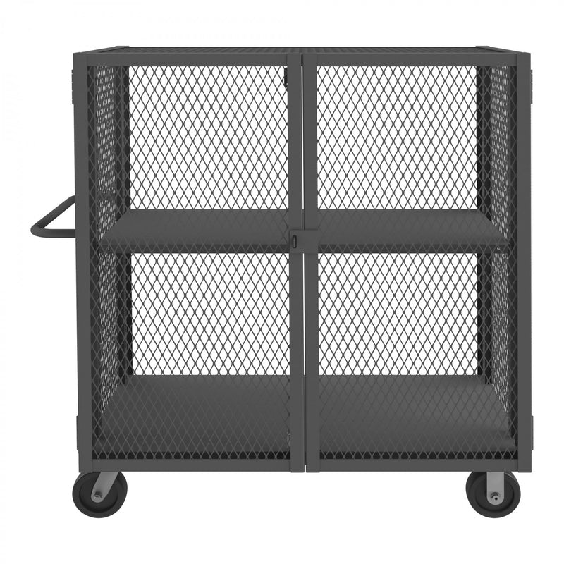 Durham Security Mesh Truck, 24 x 48, 6" x 2" Phenolic Casters, (2) Rigid, (2) Swivel