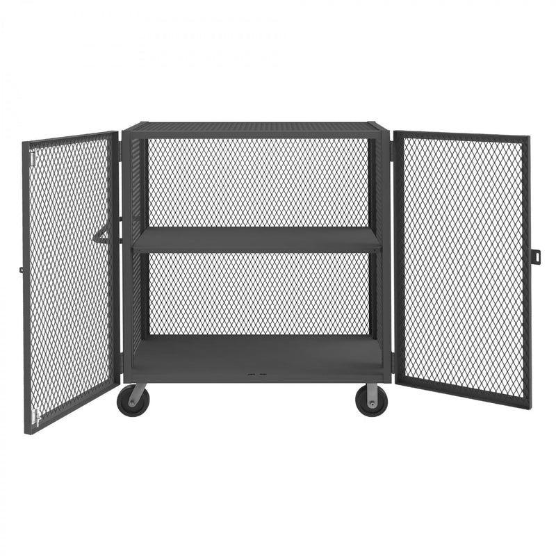 Durham Security Mesh Truck, 24 x 48, 6" x 2" Phenolic Casters, (2) Rigid, (2) Swivel