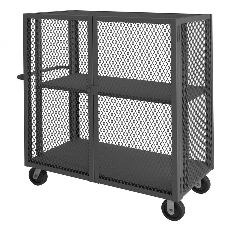 Durham Security Mesh Truck, 24 x 48, 6" x 2" Phenolic Casters, (2) Rigid, (2) Swivel