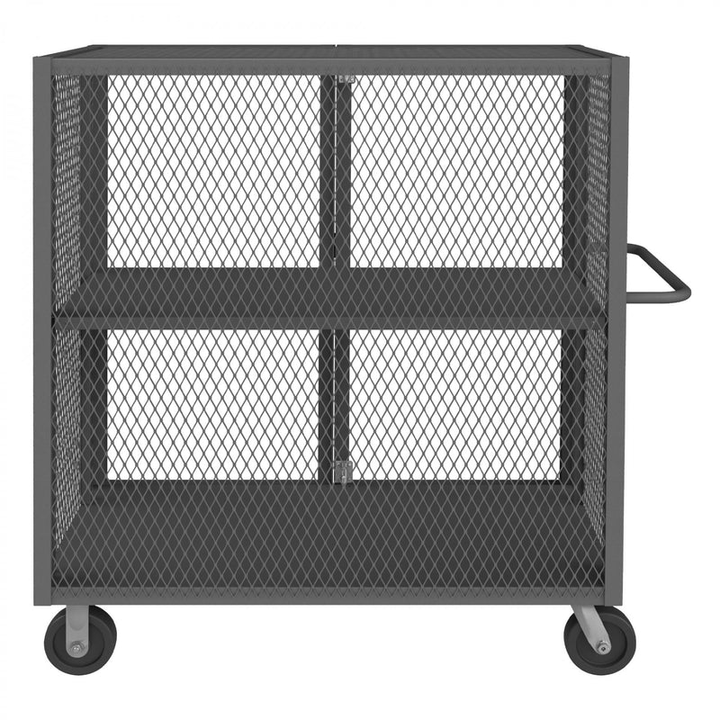 Durham Security Mesh Truck, 24 x 48, 6" x 2" Phenolic Casters, (2) Rigid, (2) Swivel