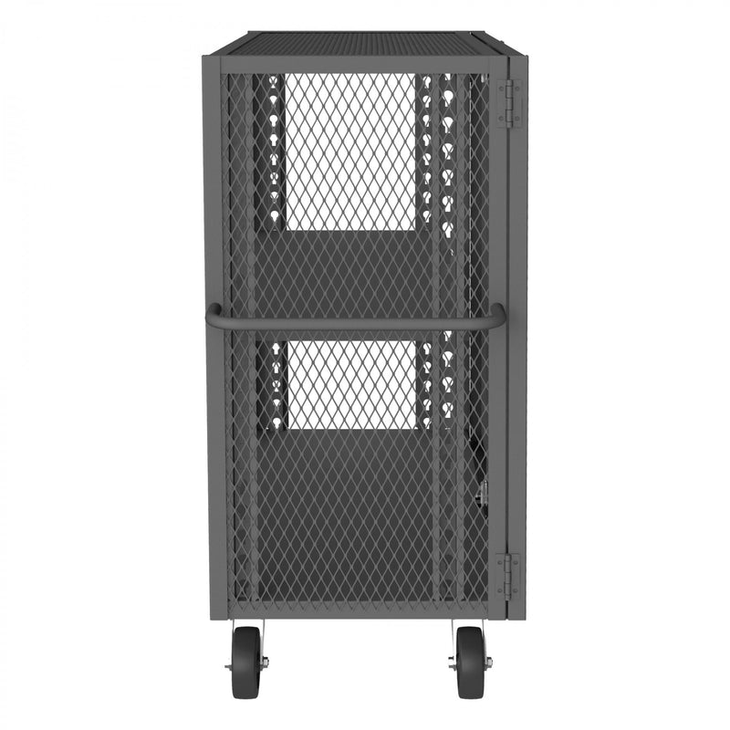 Durham Security Mesh Truck, 24 x 48, 6" x 2" Phenolic Casters, (2) Rigid, (2) Swivel