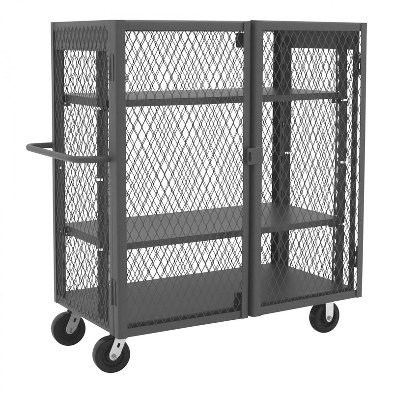 Durham Security Mesh Truck, 24 x 48, 6" x 2" Phenolic Casters, (2) Rigid, (2) Swivel