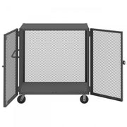 Durham Cage Truck, 24 x 48, Double Door, 6" x 2" Phenolic Casters, (2) Rigid, (2) Swivel, Low Deck