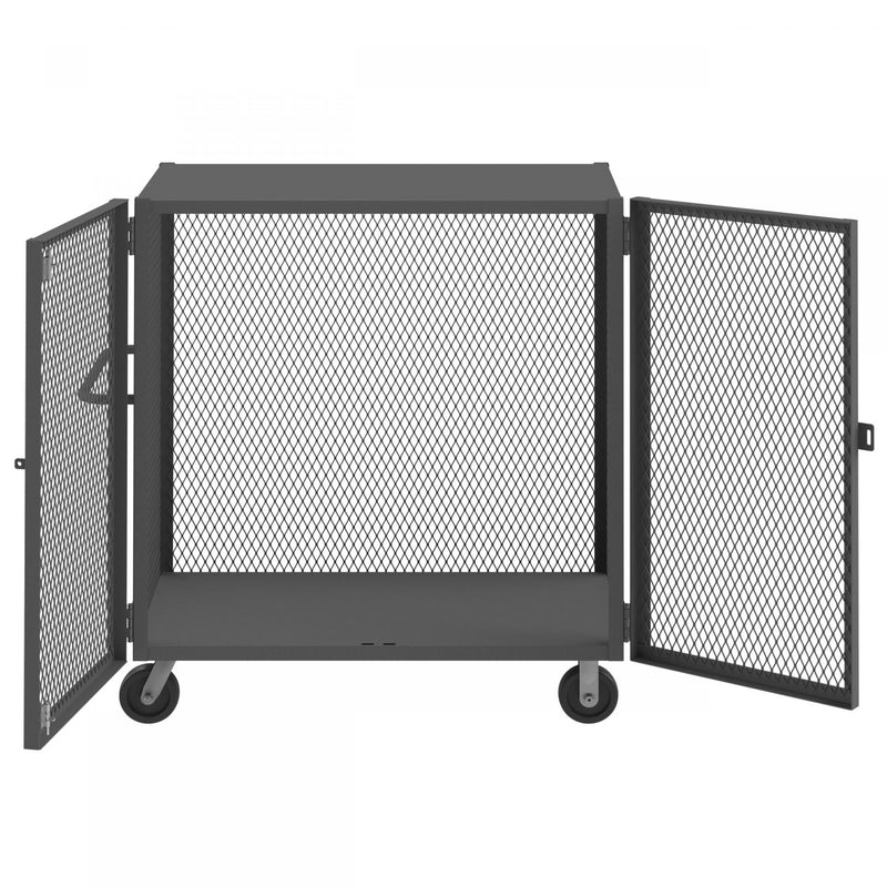 Durham Cage Truck, 24 x 48, Double Door, 6" x 2" Phenolic Casters, (2) Rigid, (2) Swivel, Low Deck