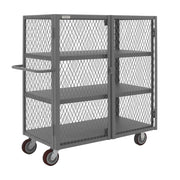 Durham Security Mesh Truck, 24 x 48, 6" x 2" Polyurethane Casters, (2) Rigid, (2) Swivel