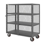 Durham Security Mesh Truck, 24 x 48, 6" x 2" Polyurethane Casters, (2) Rigid, (2) Swivel