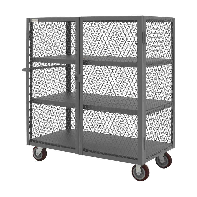 Durham Security Mesh Truck, 24 x 48, 6" x 2" Polyurethane Casters, (2) Rigid, (2) Swivel