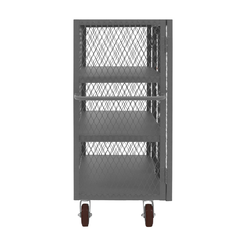 Durham Security Mesh Truck, 24 x 48, 6" x 2" Polyurethane Casters, (2) Rigid, (2) Swivel