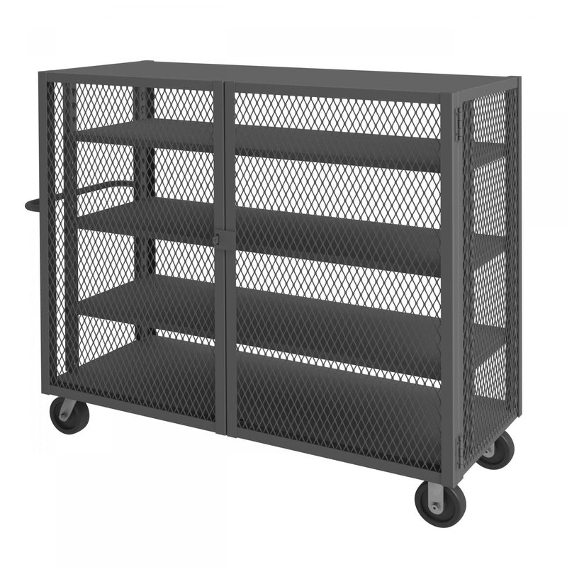 Durham Security Mesh Truck, 24 x 60, 6" x 2" Phenolic Casters, (2) Rigid, (2) Swivel