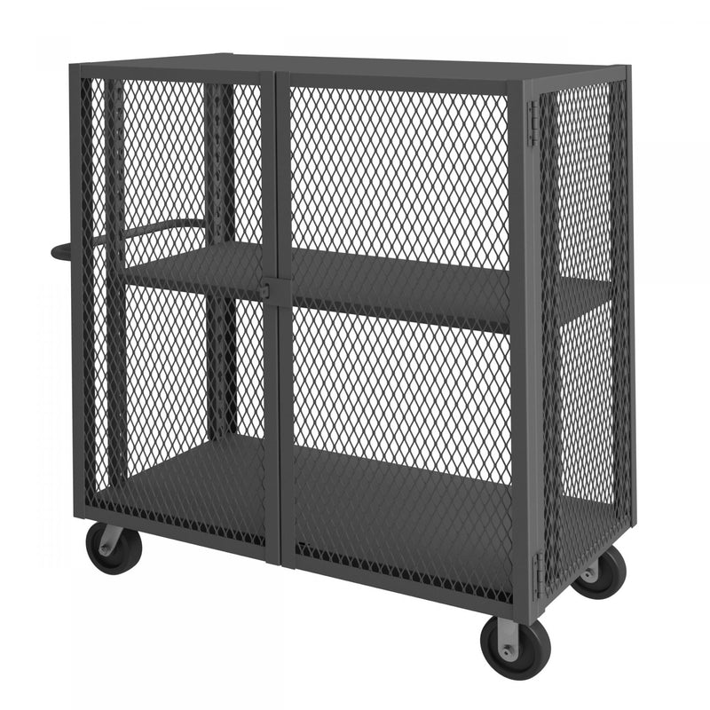 Durham Security Mesh Truck, 30 x 48, 6" x 2" Phenolic Casters, (2) Rigid, (2) Swivel