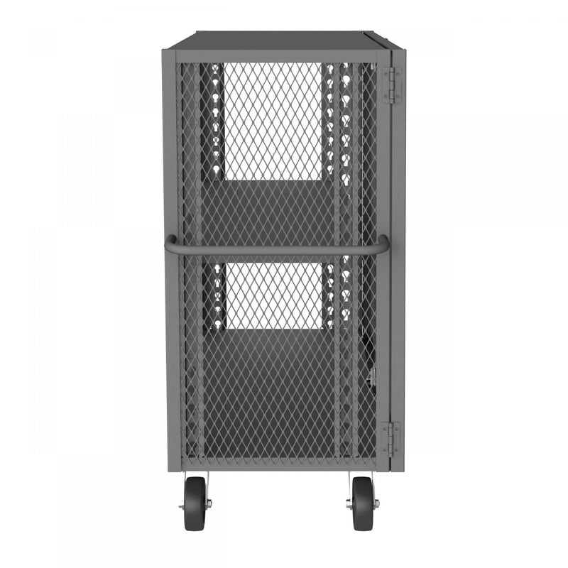 Durham Security Mesh Truck, 30 x 48, 6" x 2" Phenolic Casters, (2) Rigid, (2) Swivel