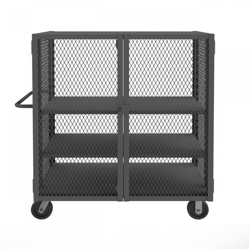 Durham Security Mesh Truck, 30 x 48, 6" x 2" Phenolic Casters, (2) Rigid, (2) Swivel