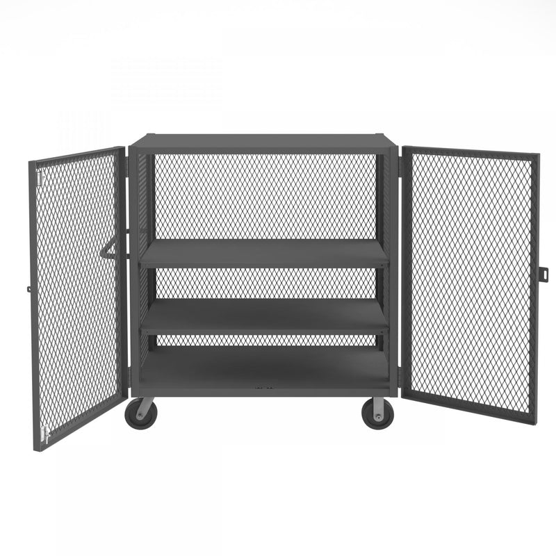 Durham Security Mesh Truck, 30 x 48, 6" x 2" Phenolic Casters, (2) Rigid, (2) Swivel