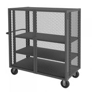 Durham Security Mesh Truck, 30 x 48, 6" x 2" Phenolic Casters, (2) Rigid, (2) Swivel