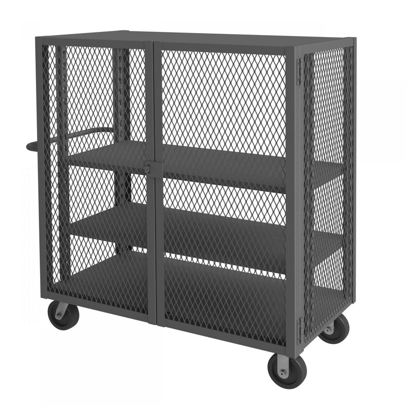Durham Security Mesh Truck, 30 x 48, 6" x 2" Phenolic Casters, (2) Rigid, (2) Swivel