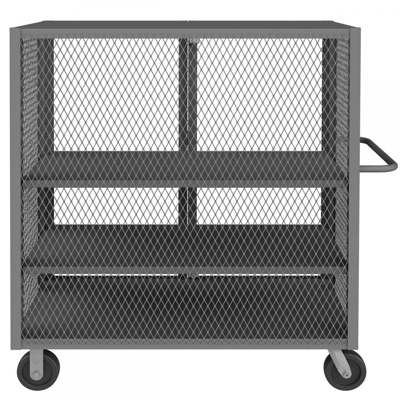 Durham Security Mesh Truck, 30 x 48, 6" x 2" Phenolic Casters, (2) Rigid, (2) Swivel