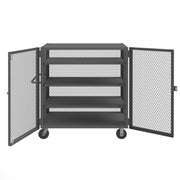 Durham Security Mesh Truck, 30 x 48, 6" x 2" Phenolic Casters, (2) Rigid, (2) Swivel